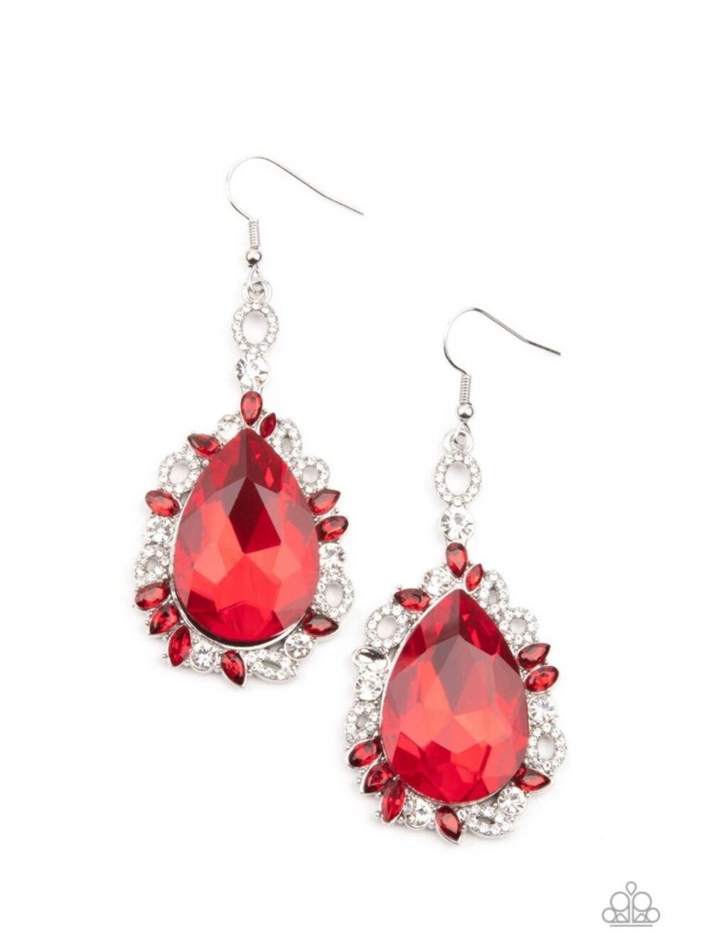 NWT Paparazzi Accessories Royal Recognition Red Rhinestone Dangeling Earrings